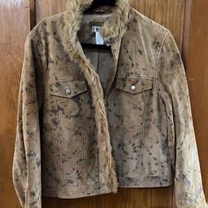 Coldwater Creek Tan and Brown Leather Jacket
